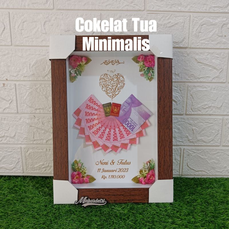 Mahar Uang ARUMI 1 HARI JADI termasuk bingkai 20x30 cm Dekorasi Hiasan Mahar Pernikahan Wedding