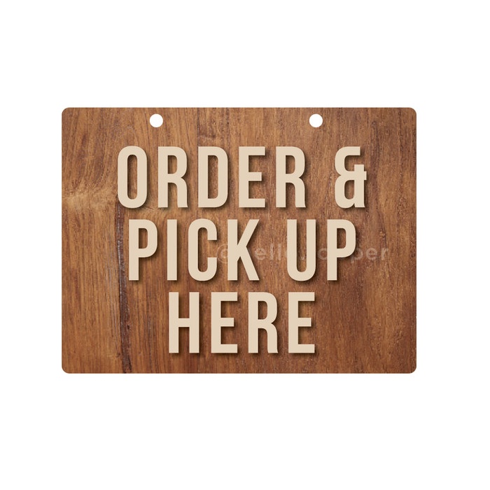 

ORDER & PICK UP HERE SIGN UNIK KAYU SIGNAGE PICK UP HERE UNIK