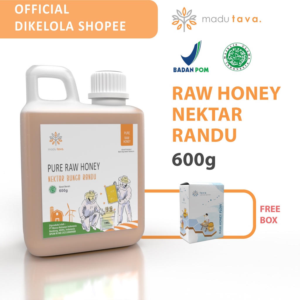 Madu Asli Murni 600gr Tava Grade A Nektar Randu 100% Alami Pure Natural Raw Honey