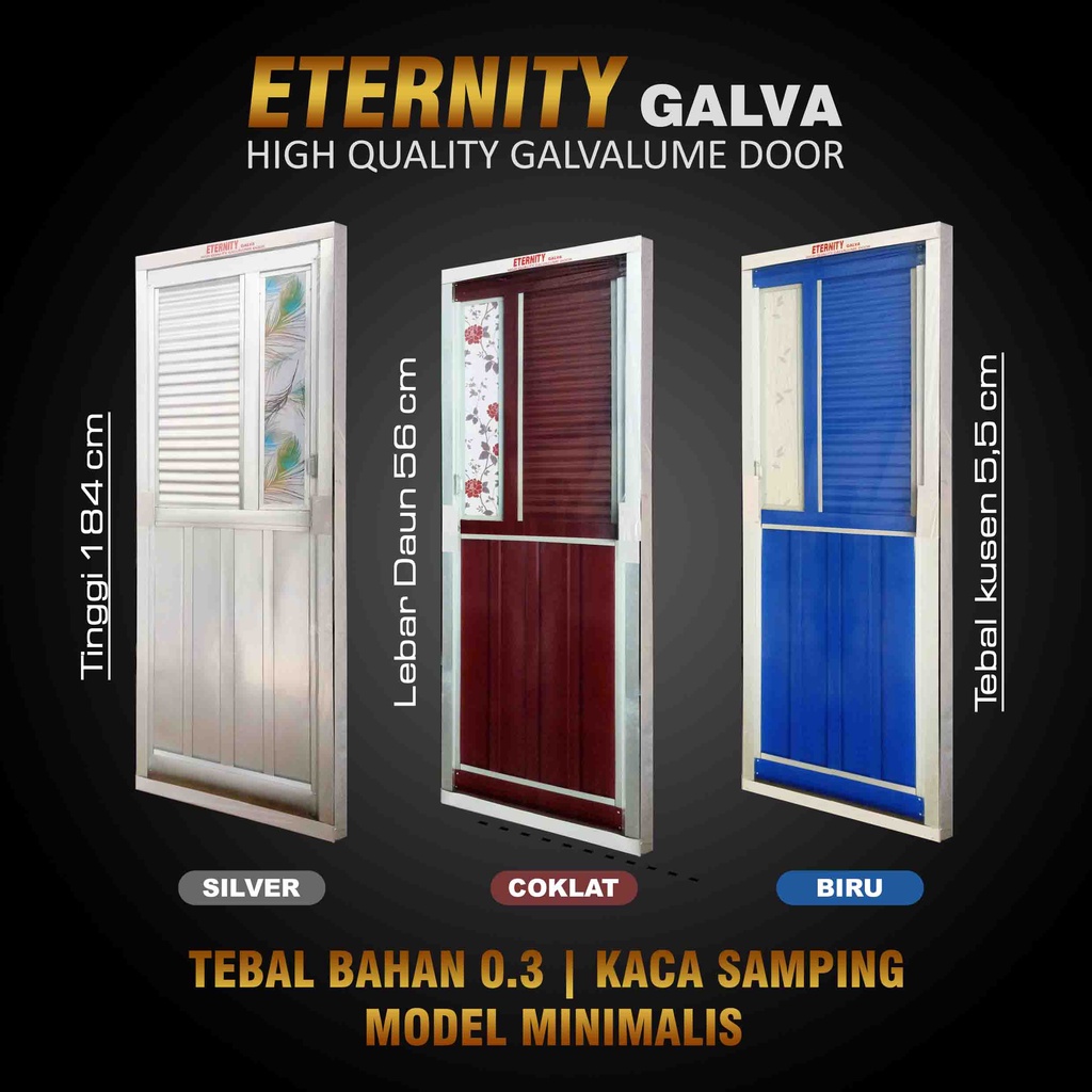PINTU KAMAR MANDI GALVALUME 0,35 KACA SAMPING