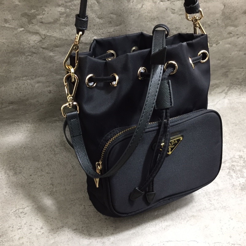 PRADA Nylon Saffiano Bucket Big