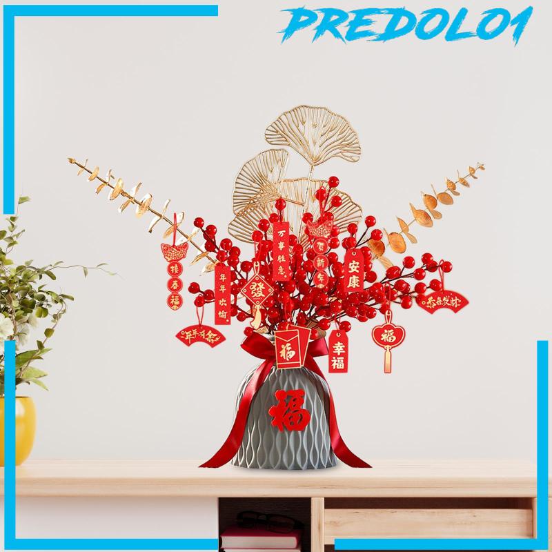 [Predolo1] Hiasan Imlek Merah Spring Festival Bonsai Meja Centerpiece