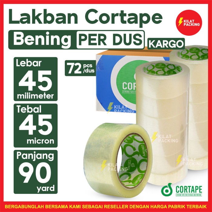 

Lakban Cortape 2 inch 45 mm (90 yard) Bening Spek Daimaru 1 Dus