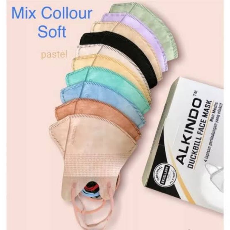 Masker duckbill 4ply Alkindo Mix 10 warna isi 50Pcs