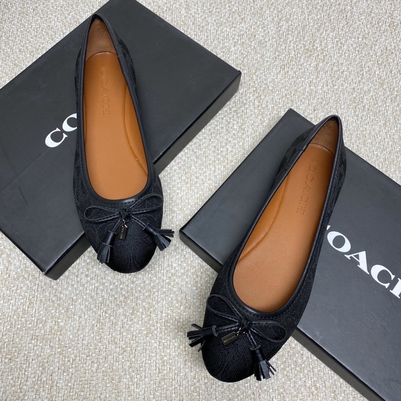 Coach Flatshoes Signature Canvas Black Navy