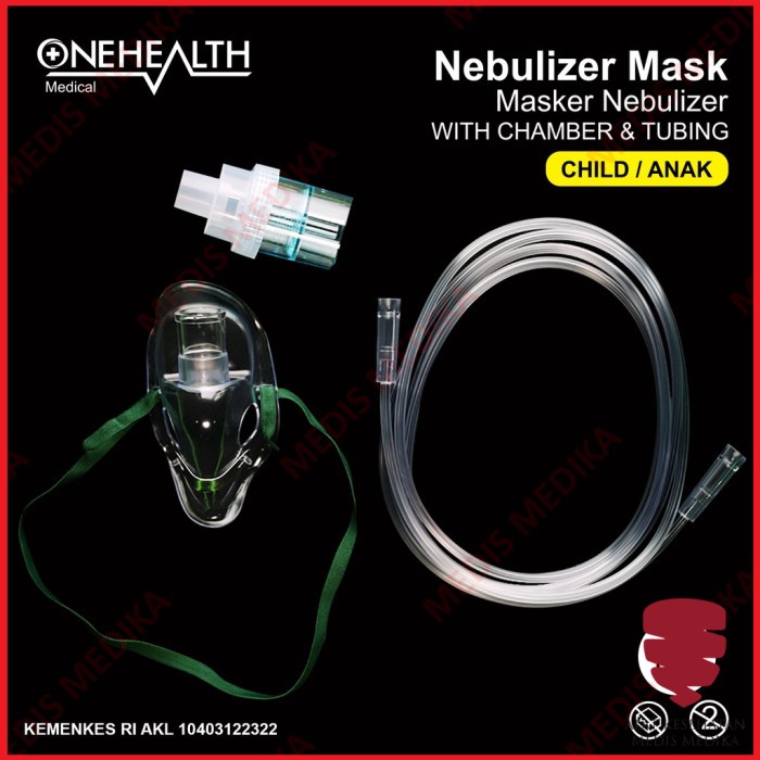 Masker Nebulizer Dewasa OneHealth Nebuliser Mask Alat Bantu Pernapasan Napas Pernafasan Nafas Uap Adult L Large