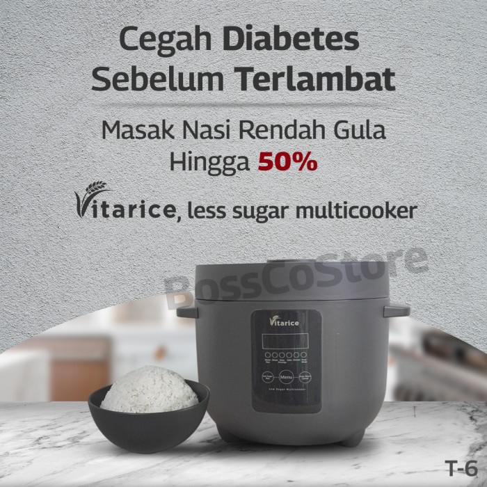 {OkaStore} VITARICE Rice Cooker Low Carbo Type T6 Ukuran 15L Garansi Resmi Berkualitas
