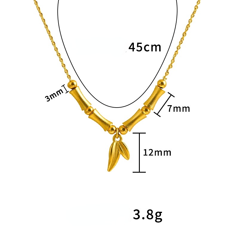 Goldkingdom Perhiasan Fashion Emas Asli Kadar 375Bangkok Aksesoris Ready Stock Liontin Bambu Untuk Wanita Kalung Vintage Bisa Ditarik Dan Disesuaikan