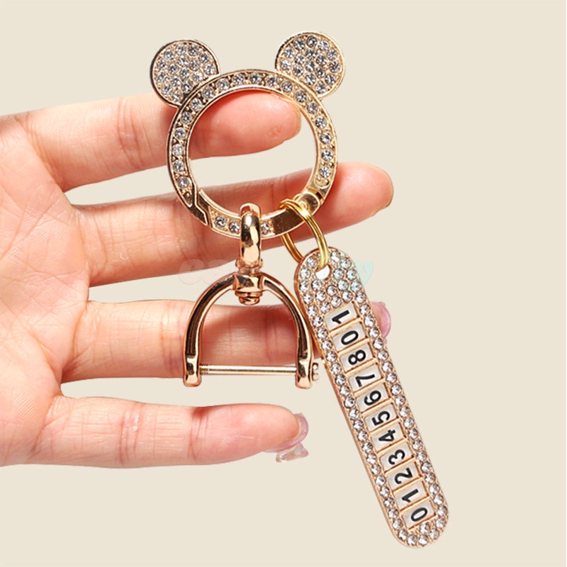 New Fashion Berlian Imitasi Logam Gantungan Kunci Kualitas Tinggi Pria Wanita Bulat Gantungan Kunci Tas Elegan Gantungan Ornamen Keyring Aksesoris