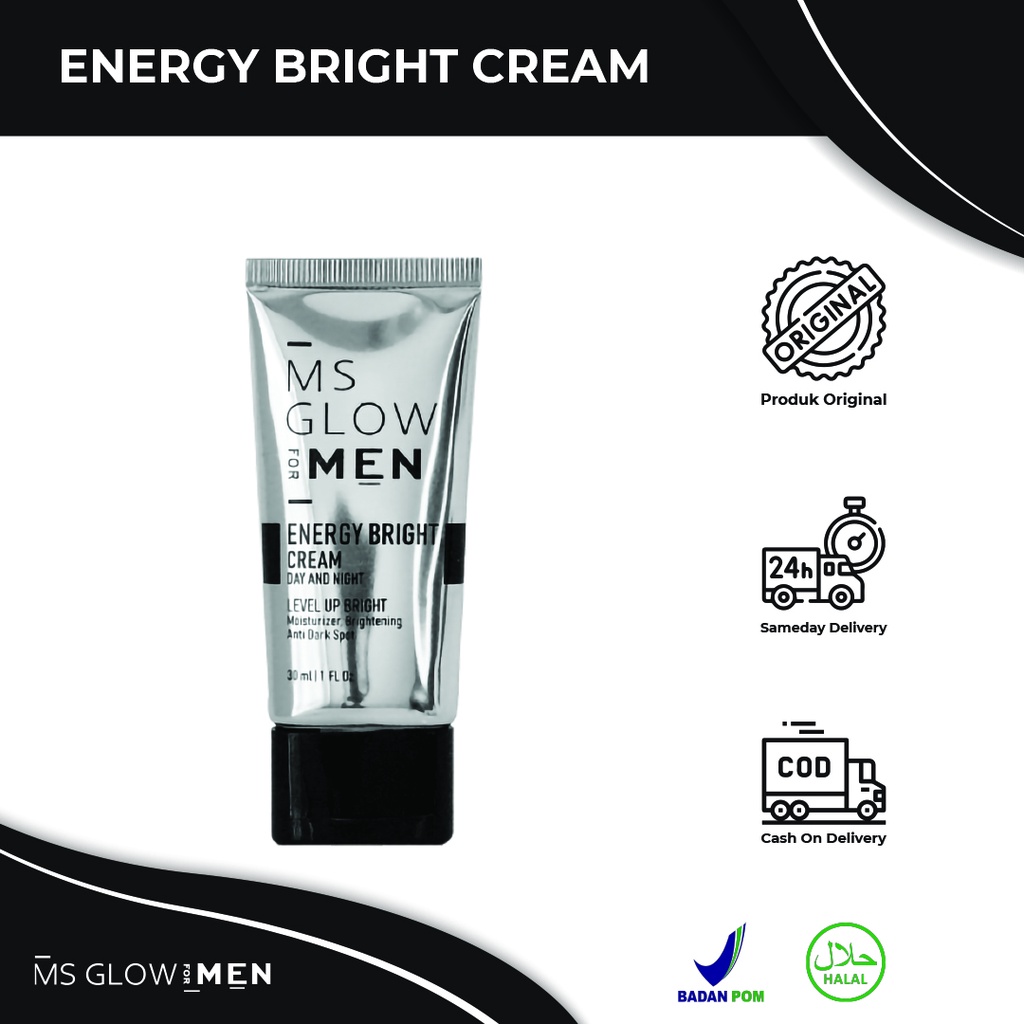 MS Glow For Men Skincare Cowok Original Energy Bright Cream by ms.glowofficialbandung