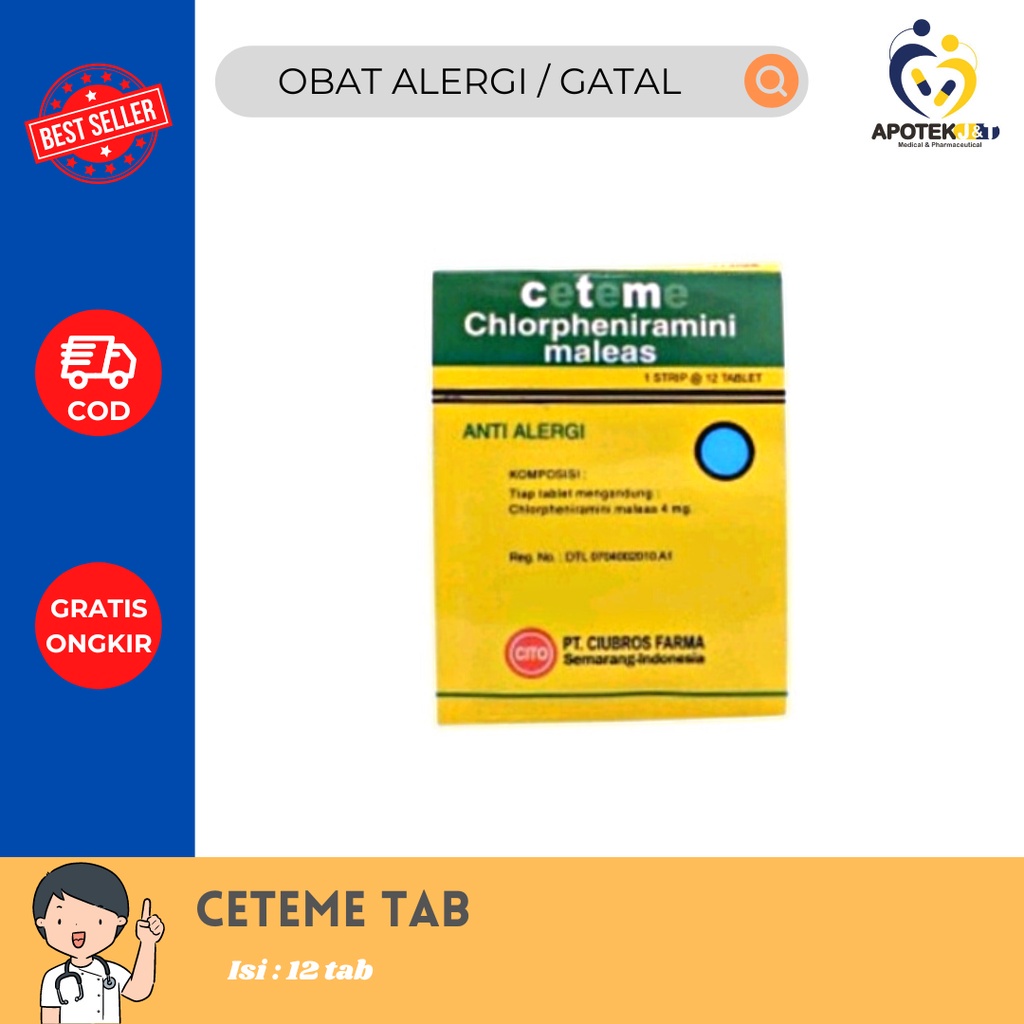 CETEME PER STRIP ISI 12 TABLET / CTM ECERAN CIUBROS / GATAL / ALERGI