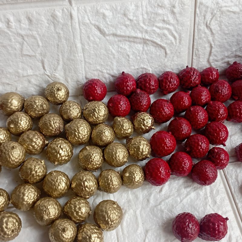 Christmas Bowl Buah Kering Warna Merah Dan Gold