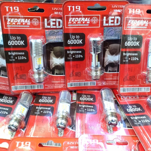 Bohlam led FEDERAL ASLI ASTRA kaki 1 T19 M5 12v 7/8w putih
