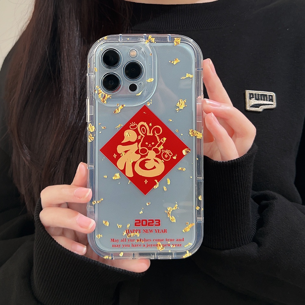 IPHONE 2023tahun Baru Cina Lucu Rejeki Kelinci Kartun Silikon Case Untuk Iphone14 11 12 13 PRO MAX Casing Cover Pelindung