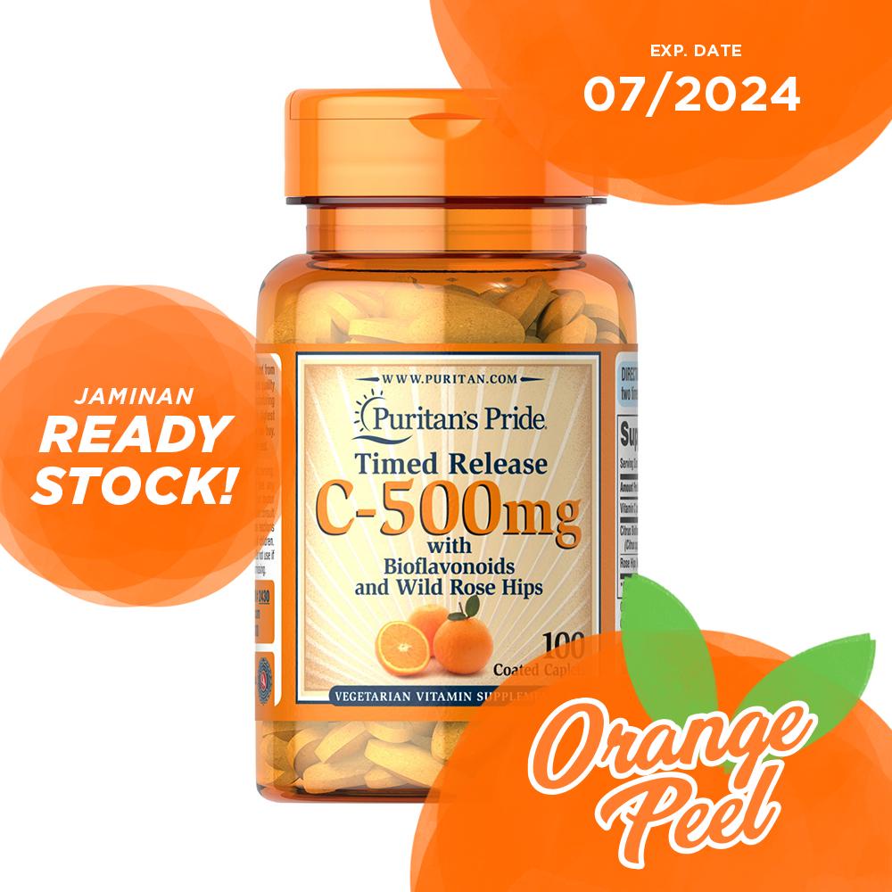 Puritan Vitamin C-500 mg with Rose Hips Time Release (100 Caplets)