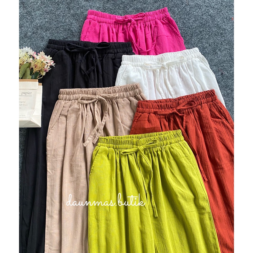 1KG MUAT 4PCS | SIRRO PANTS CRINKLE LINEN PREMIUM OOTD KOREAN STYLE FASHION GROSIR WANITA