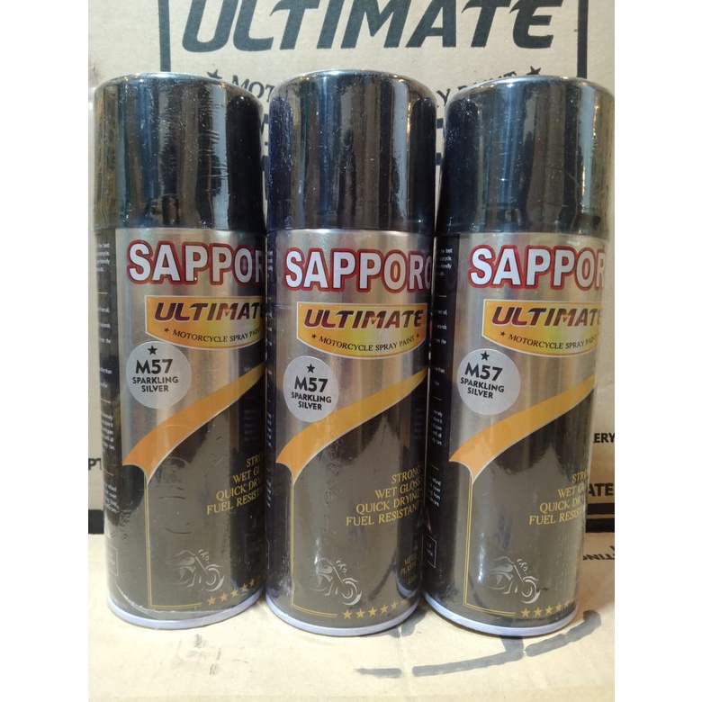 cat spray pilok pilox cat semprot sapporo ultimate saporo m57 saprkling silver silver metallic  doff dof 400ml