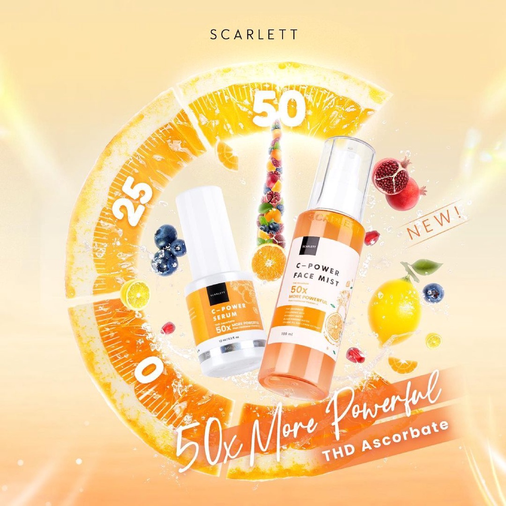 SCARLETT Whitening C-POWER 50X More Powerfull (Face Mist &amp; Serum)