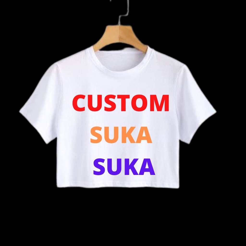 Clothing May - Crop top  CUSTOM NAMA SUKASUKA Kaos Distro Croptop Atasan Krop Top Wanita Cewek Viral