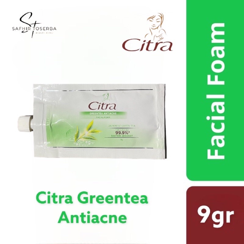 Citra Green Tea Anti Acne Facial Foam 9gr - Sabun Cuci Muka Sachet (Travelsize)