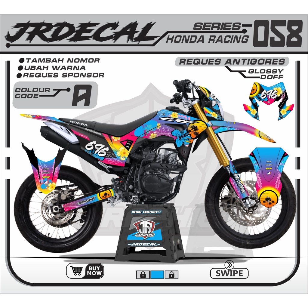 (BISA COD) DECAL CRF 150 L FULL BODY HITAM-STCIKER CRF 150 L FULL BODY HITAM 2022 - DECAL VARIASI CR