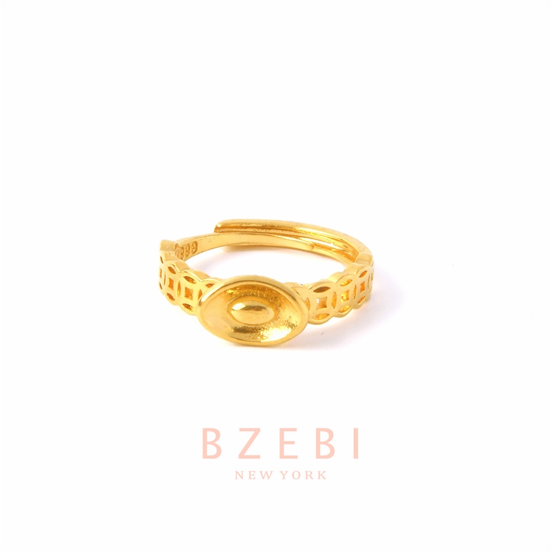 Bzebi Cincin Emas Berlian 18k Cincin Terbuka Dapat Disesuaikan Anti Karat Gaya Korea Aksesoris Fashion Wanita Aksesoris Harian Perhiasan Premium Hadiah Ultah Dengan Box 376r