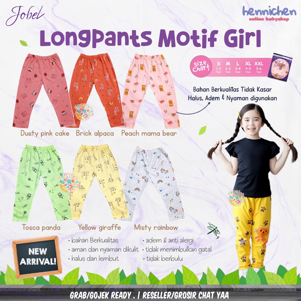 1 PCS JOBEL LONGPANTS CELANA PANJANG ANAK PEREMPUAN MOTIF LONGPANTS GIRL EDITION 1-6 TAHUN PART 2