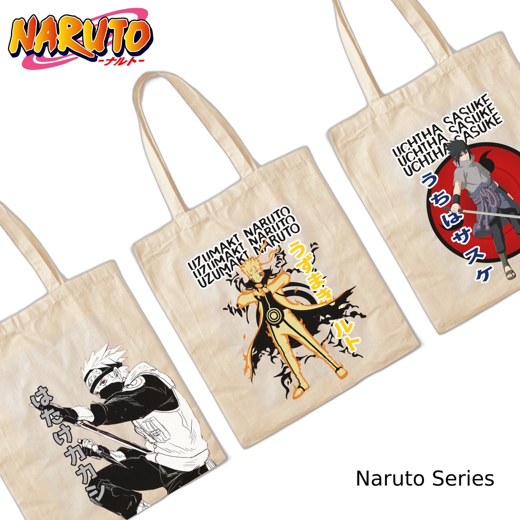 Totebag Anime Naruto Sasuke Kakashi Tote bag premium Totebag zipper totebag velcro