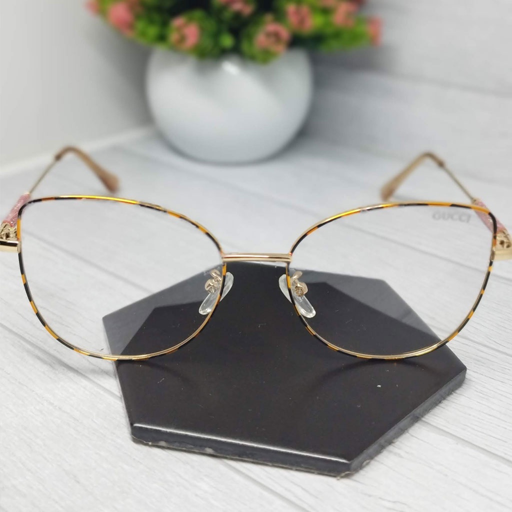 Kacamata Photocromic Wanita Lensa Normal Cat Eye Style Anti Sinar UV Bahan Super Premium Korea Retro Style