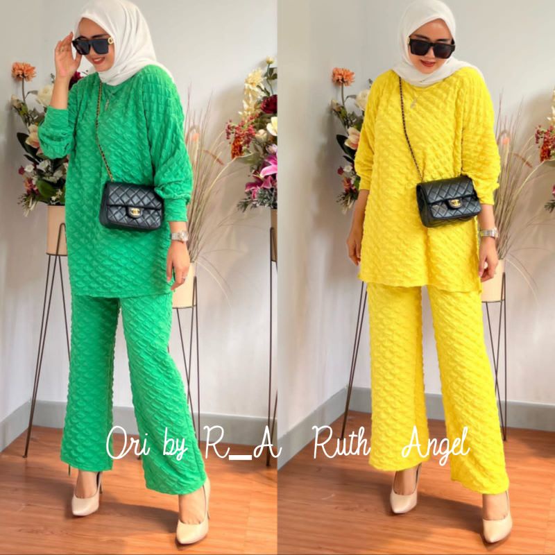 ONE SET KNIT BUBLE VIRAL SETELAN BABEL BALON RAJUT OVERSIZE