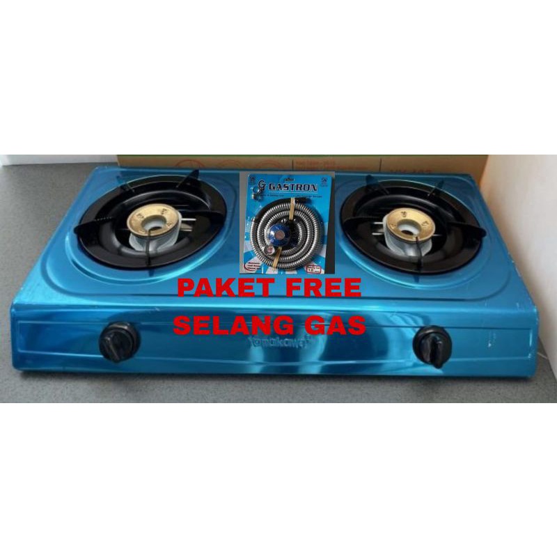 Kompor Gas 2 Tungku +  PAKET Selang Regulator Stainless Stell  SNI