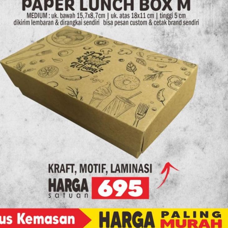 

Hadir Favorit Paper Lunch Box M Kraft Motif Laminasi (40pcs)