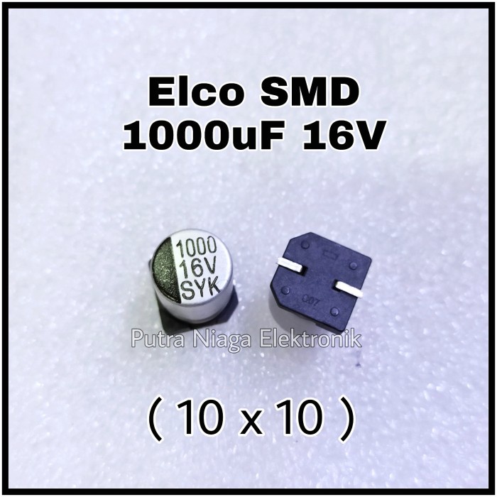 Elco SMD 1000uF 16V Alumunium 1000 uF 16Volt Aluminum Kapasitor 10x10 putr4n14 dijamin