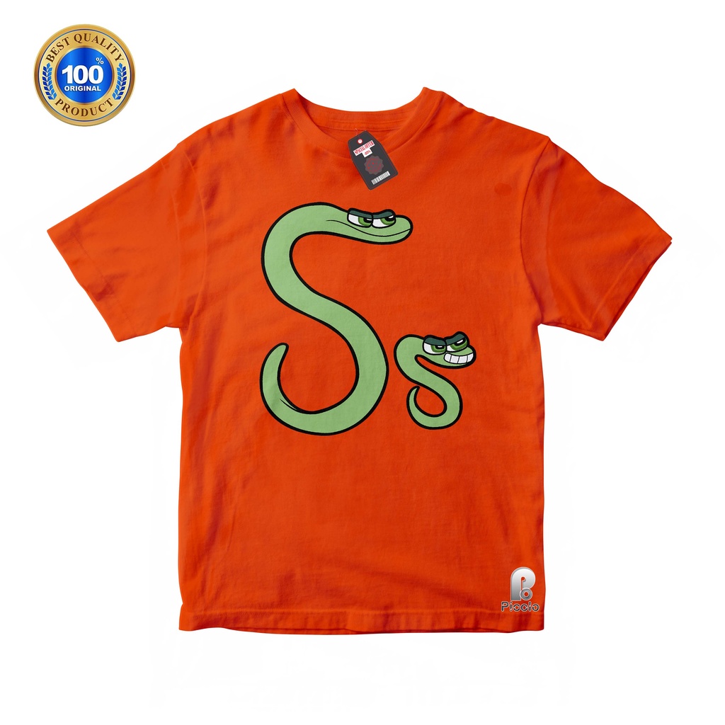 BAJU ANAK KAOS ATASAN ANAK HURUF S ALPHABET LORE UNISEX Bahan COTTUN (FREE NAMA)