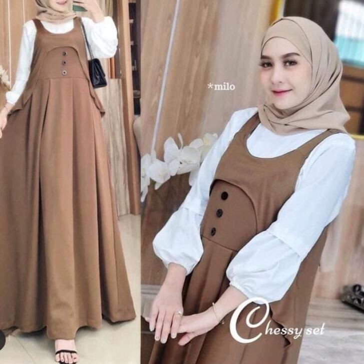 Menarik Chessy Overall Set 2in1/ Pakaian Bumil / Baju Wanita Terbaru/ Baju Wanita Pakaian Wanita Tre