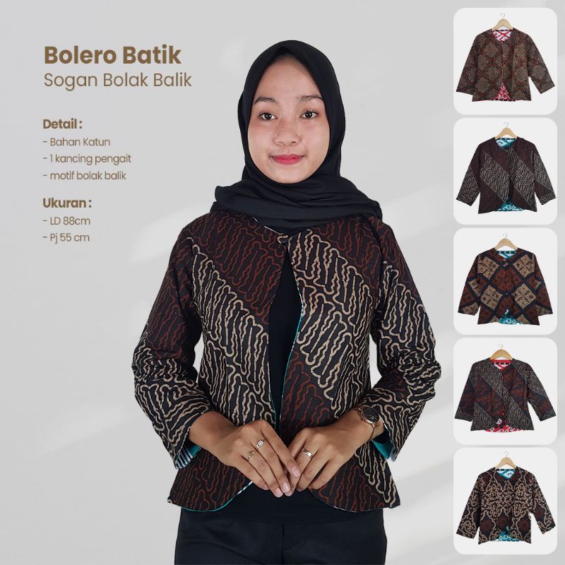 Bolero Batik Sogan Bolak Balik matt katun - Naira Batik