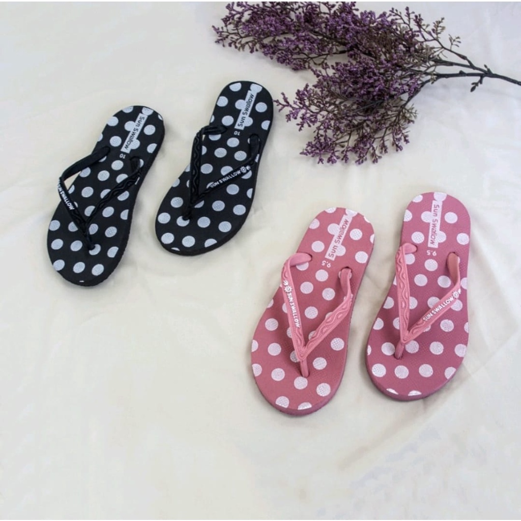 Sandal Japit Sun Swallow Polkadot/ Sandal jepit wanita/ Sandal murah