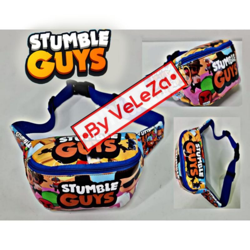 waistbag anak karakter stumble guys 2in1 - tas + topi