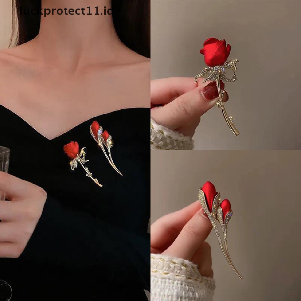 /Fashion Hot// Fashion// Mawar Merah Bros Pin Wanita Lencana Kerah Pin Gadis Mantel Jas Pakaian Dekor.