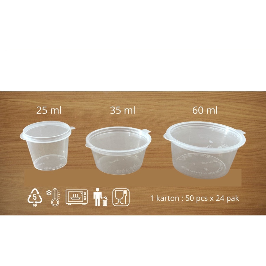 Jual [50 pcs] Sauce Container Cup Saos 25ml Cup Saos 35ml Cup Saos