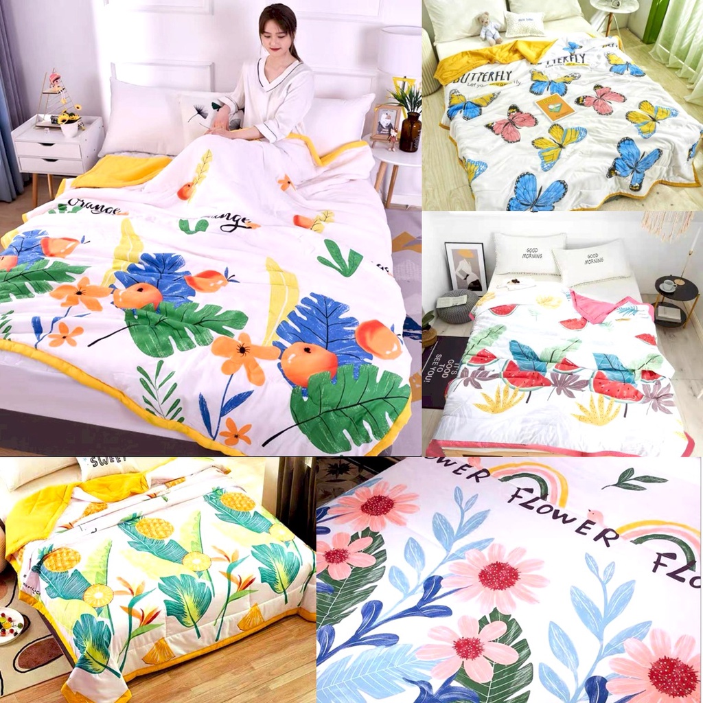 Bedcover Selimut Korean New Design Ukuran 200x230 Aesthetic &amp; New Quality