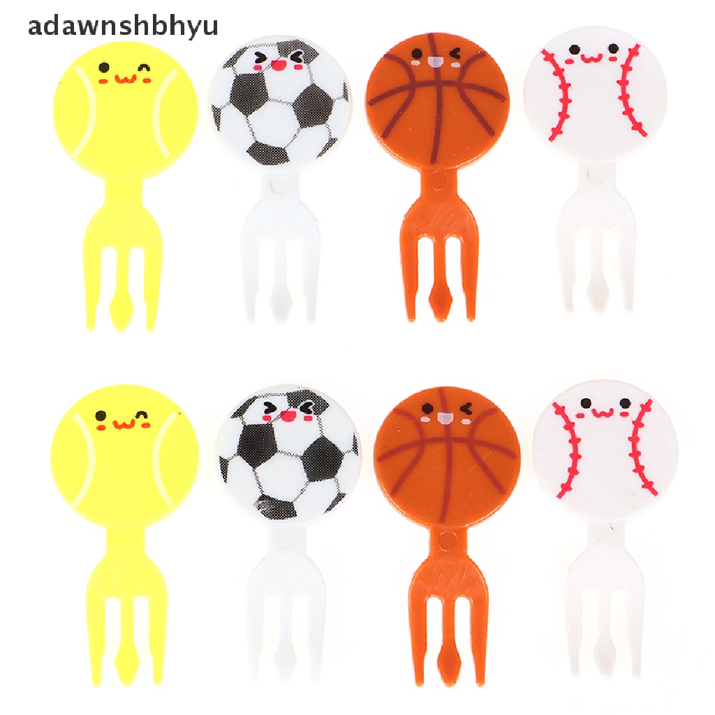 Adawnshbhyu 8 Pcs Mini Football Sport Garpu Buah Kartun Snack Kue Dessert Makanan Tusuk Gigi ID