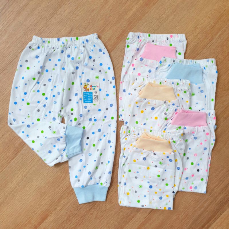 6 Pcs (1/2 Lusin) Celana Panjang Bayi Polos MG Bintik SNI S, M, L, XL Celana Baby Wear CP MG Putih 114 S