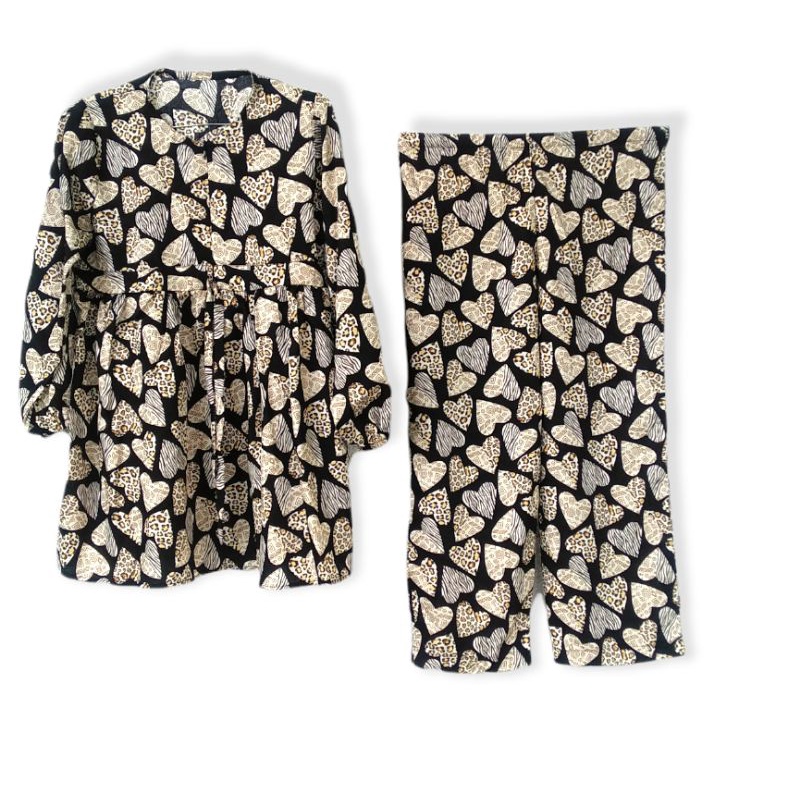 One set Pajamas/Piyama (baju tidur) Rayon Premium Motif Anak Tanggung