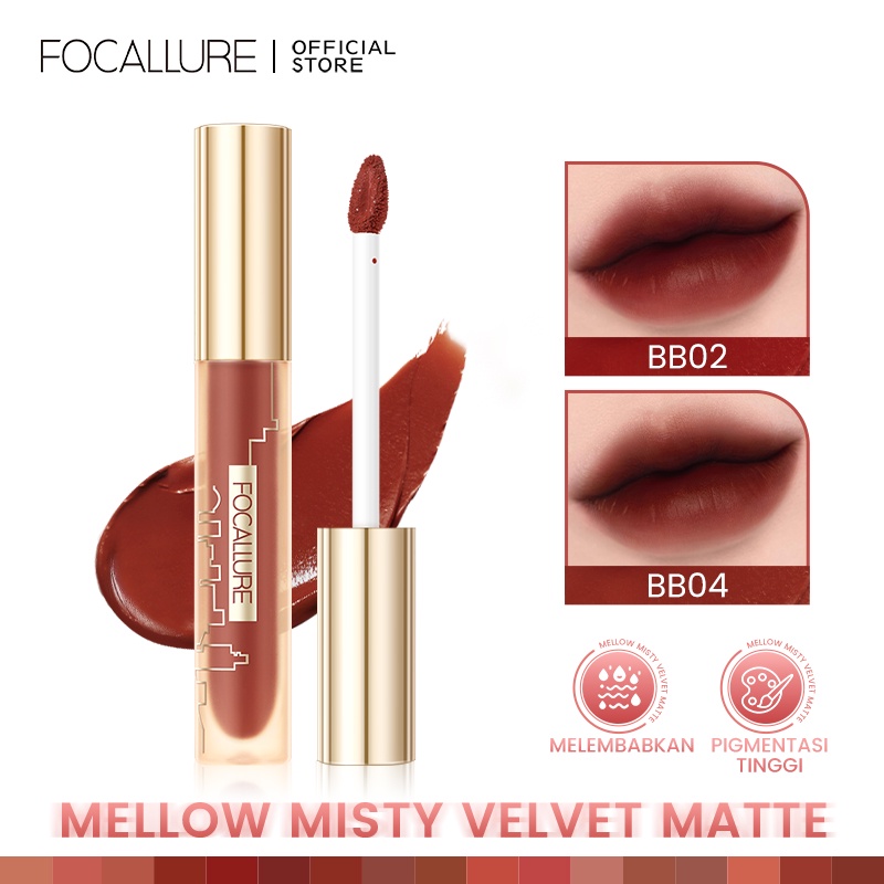 Focallure#MordenUrban Misty City mellow tint Velvet Matte Lipstick Airy Fit Moisturize High Pigmented Long Wear Soft Silky