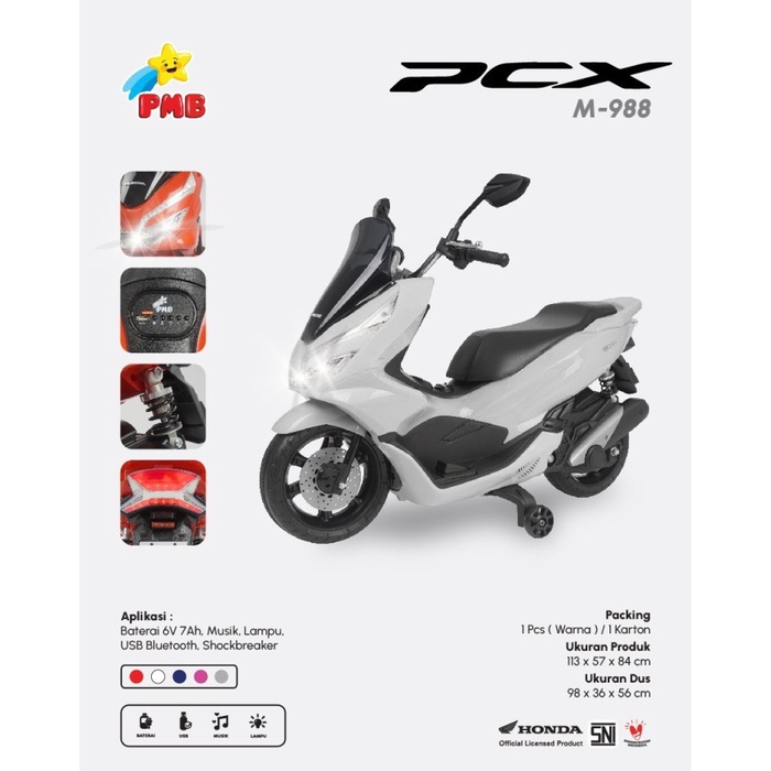 Mainan Anak Motor Aki PMB M 988 Honda PCX Lisensi Resmi musik dan lampu