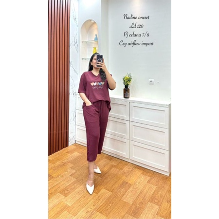 nadine oneset annisa fashion /setelan wanita cringkle import / one set airflow /setcel sablon polos