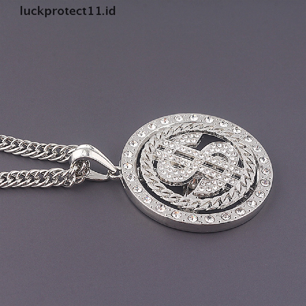 /Fashion Hot// Fashion// Tanda Uang Dolar As Yang Dapat Diputar Besar Liontin Kalung Pria Rapper Hip Hop.