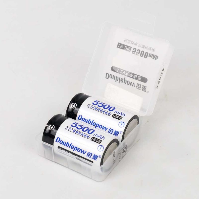 DOUBLEPOW Baterai Cas D Rechargeable Button Top 1.2V 5500mAh 2 PCS LR20