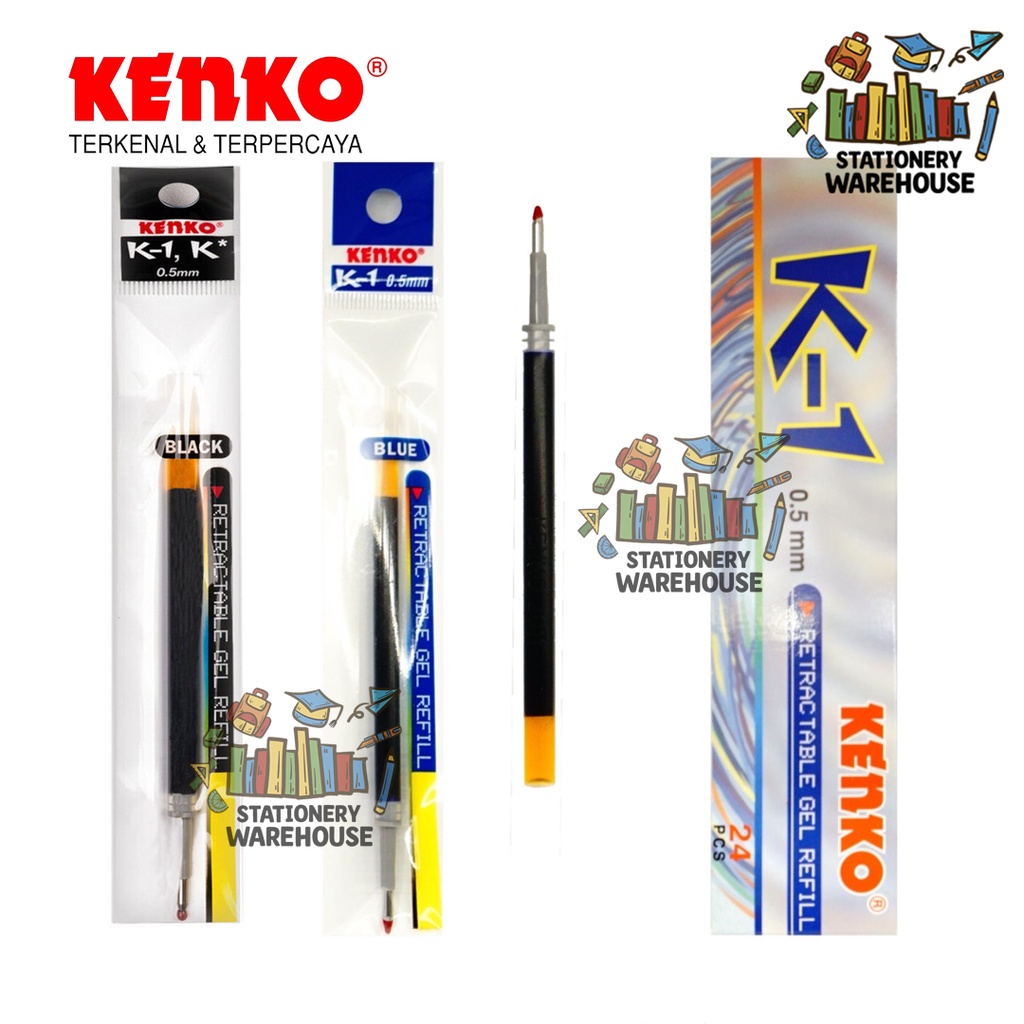 

KENKO GEL PEN REFILL K-1 Black , Blue / ISI ULANG PENA K-1 Hitam dan Biru